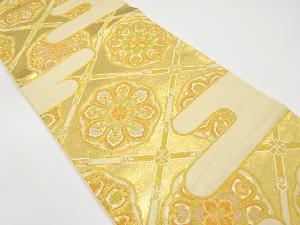 アンティーク　ヱ霞に斜め格子・華紋織り出し袋帯（材料）